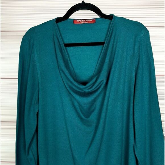 Marina Rinaldi Sport Sweater Tunic Deep Sea Green A-line Cowl Neck  M US 12-14 - Picture 2 of 12